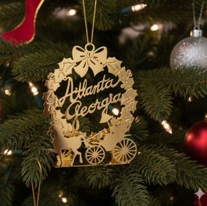 Camerlane 24 kt Gold Finish Atlanta Georgia US City State Ornament Carriage Ride